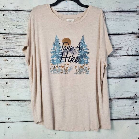 Maurices Women's Plus 2X “Take A Hike” Graphic Tee Shirt Nature Print Trees Soft - Picture 1 of 6
